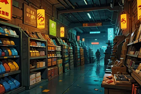 Weapons store in a futuristic city, (Scenario 1.5)