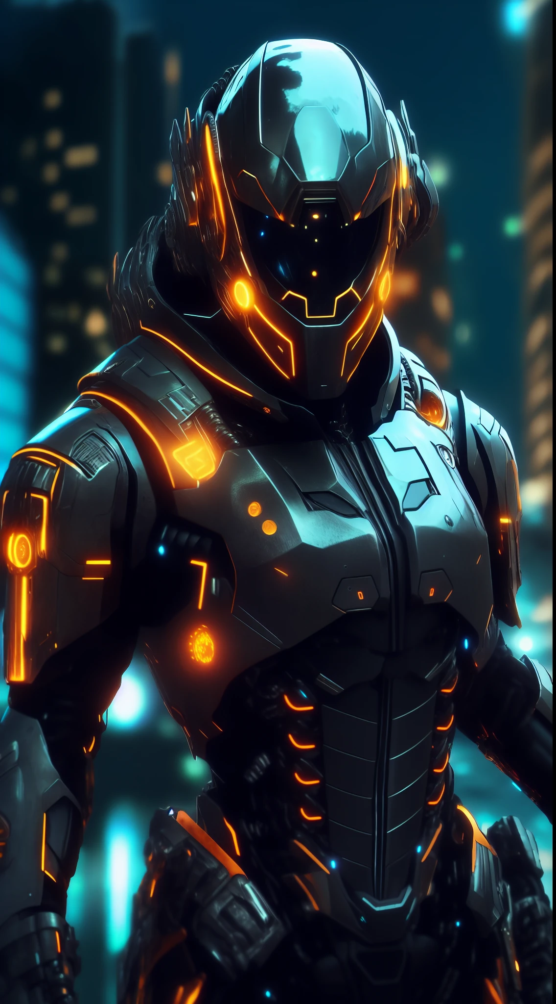 a close up of a futuristic man in a suit with glowing eyes, cyber suit, cyber armour, cyber armor, cyber fight armor, cybersuits, cybersuit, sci - fi suit, diverse cybersuits, cyberpunk suit, full cybernetic combat suit, cyberpunk flame suit, science fiction suit, cybernetic fire armor, clothed in cyber armour, futuristic armor