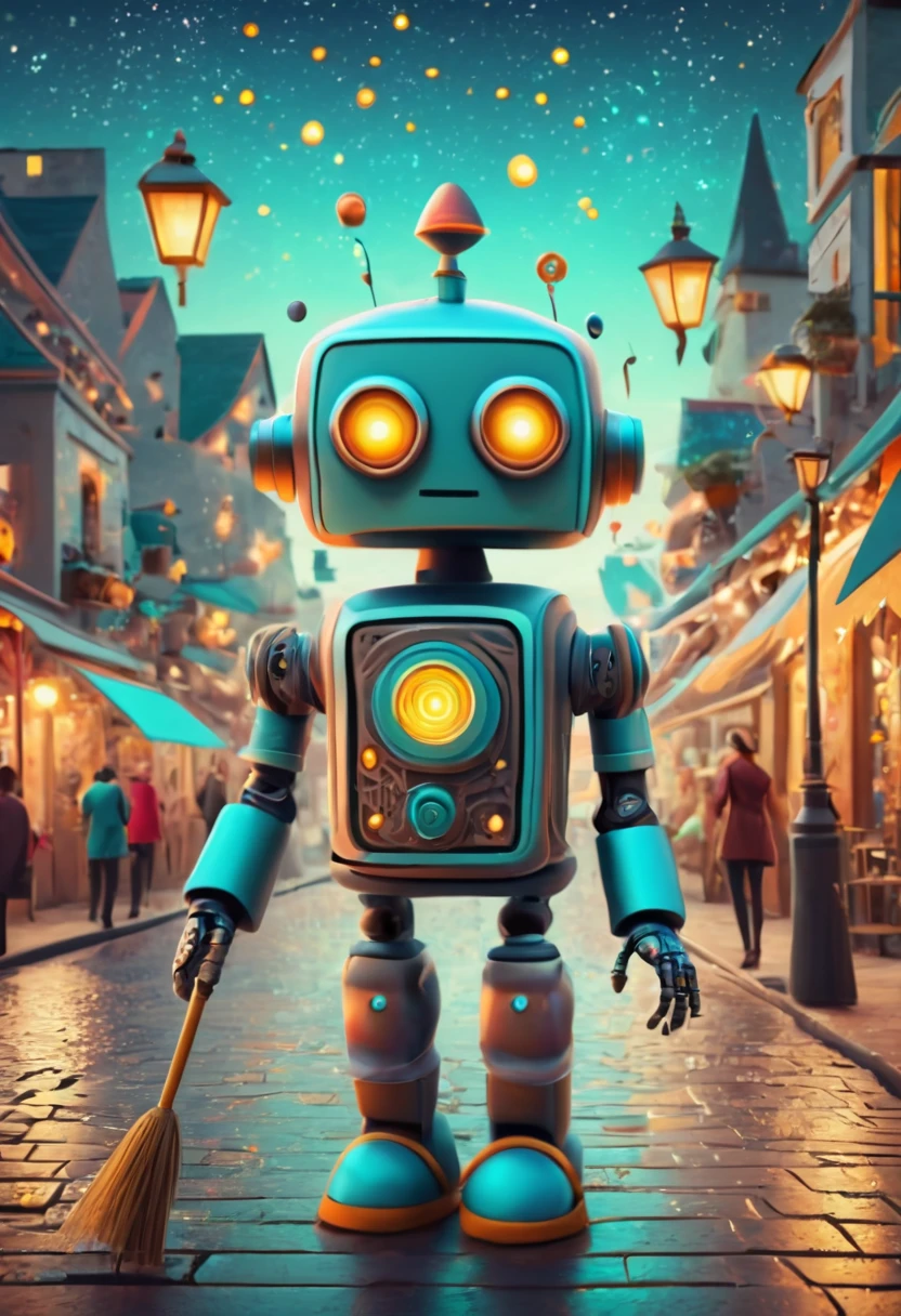 Robot Butler. (best quality,4k,highres:1.2),ultra-detailed,(realistic:1.37),zentangle style Robot Butler sweeping the streets walpaper,ethereal atmosphere,moonlit aura,dark shadows,whimsical,nighttime cityscape,neon lights,upbeat energy,twinkling stars,starry sky,enchanted city,hidden secrets,glimmering reflections,mesmerizing colors,lively and vibrant,hustling and bustling streets,mysterious figures,intense intrigue,curiosity piqued,unforgettable moments,secret doorways,elusive mysteries,thrilling adventures,hint of danger,enchanted architecture,labyrinth of streets,wonder-filled alleyways,magical encounters,unfolding stories,spellbinding moments,bewitching journey,nighttime allure,fantasy unleashed.