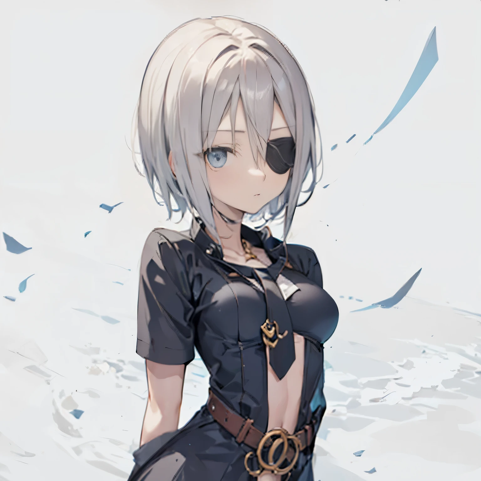 Anime girl with a pirate eye patch and a black outfit - SeaArt AI