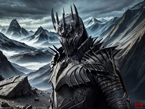 Sauron, Lord of the rings, war land, war background, dead bodies, black iron Armor, body Armor, mountain in background,dark background, dusk, fumes, close up 

Full body portrait
UHD, HDR, Ultra High quality details,8k