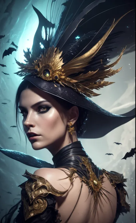 awesome cover halloween theme witch .beautiful hyperealist portrait pic susana gimenez style,dramatic caravaggio lighting, under...