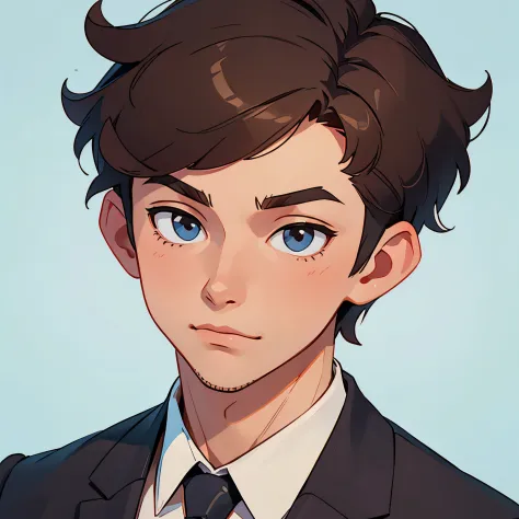 1 boy，short detailed hair，head portrait，Handsome and handsome