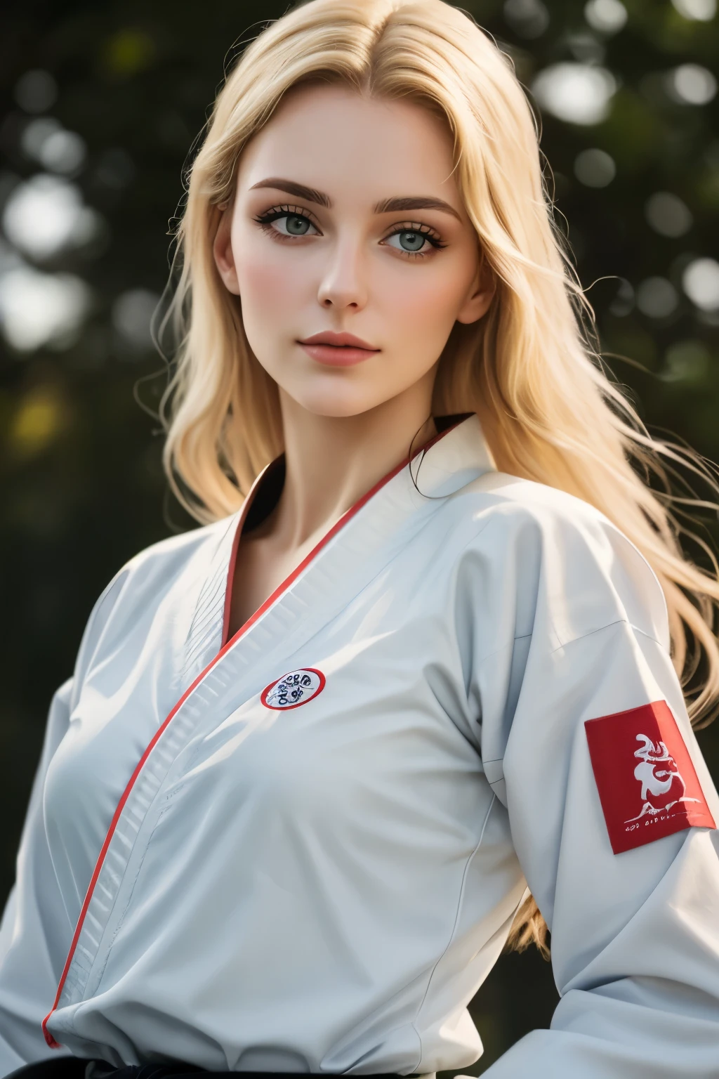 Une femme en uniforme de karaté posant pour une photo - SeaArt AI