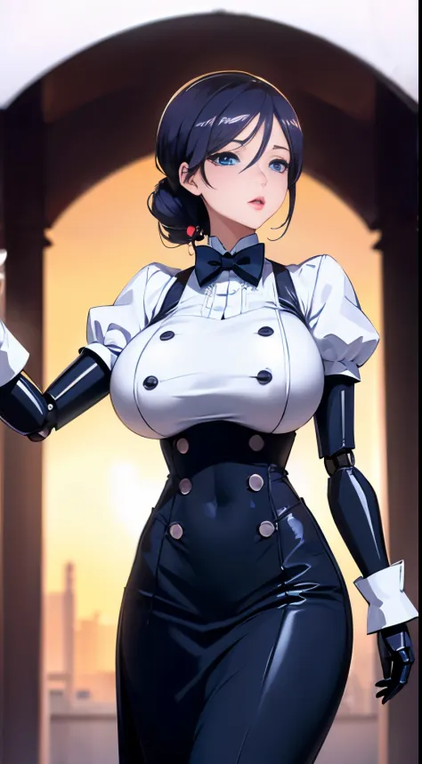 (Beautiful big breasted robot butler:1.3)