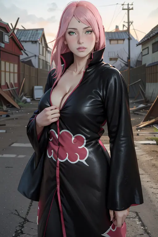 masterpiece, absurdres, sakura\(boruto\), 1girl, solo,mature female, perfect composition, detailed lips, big breast, cleavage, c...