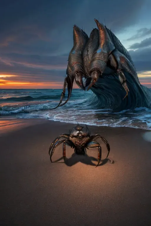 (best quality,highres,masterpiece:1.2),ultra-detailed,realistic,physically-based rendering,humanoid monster,crab-like chitinous ...