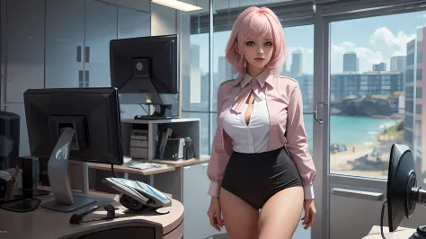 ((tmasterpiece,Need)),(1girl),((A MILF)),Light pink hair,big-areola,horn,((office lady)),By bangs,middlebreast,(plumw),slim,ssmi...