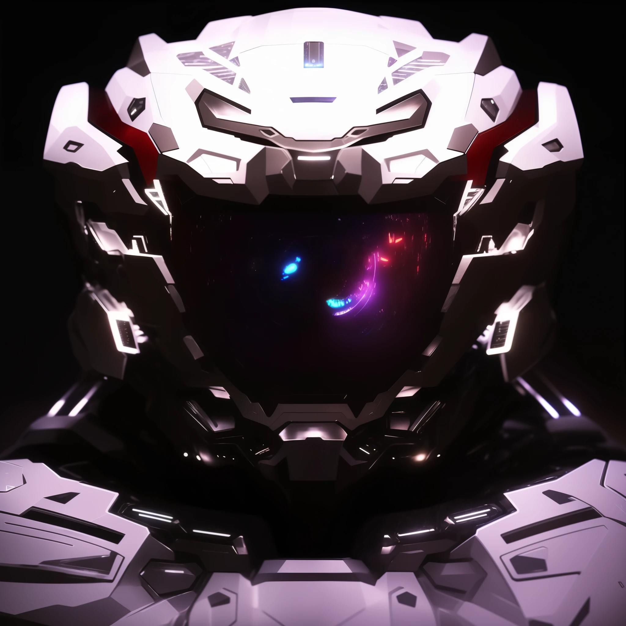 a close up of a futuristic helmet with a glowing eye, portrait of a space cyborg, symmetrical portrait scifi, profile picture 1024px, dark sci-fi art, eyes projected onto visor, glass oled mecha visor, space armor, symmetry!! portrait of cyborg, portrait of a mech, eva unit-00 in the back
