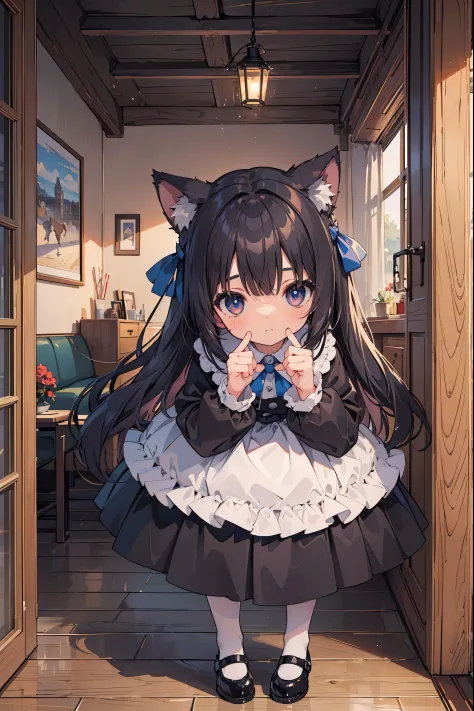 Absurd, Absolute Resolution, Incredibly Absurd, Superb Quality, Super Detail, Official Art, unity 8k wallpaper BREAK. Little, cat, young child with cat ears, cute, staring,