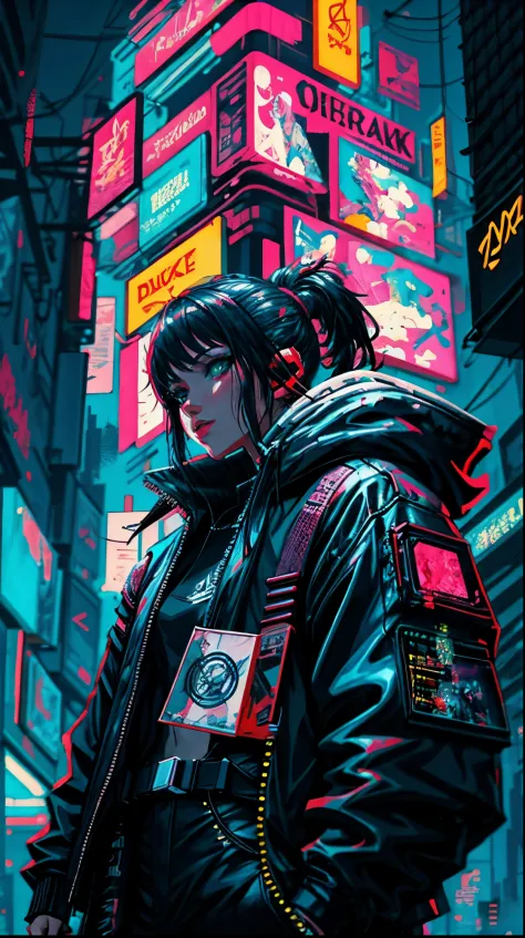 a close up of a person with a bunch of televisions on their head, cyberpunk art style, cyberpunk artstyle, cyberpunk themed art,...