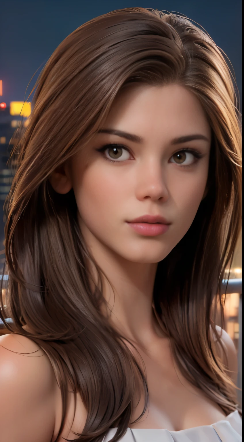 photo of Little Caprice, RAW, beautiful woman, ((portrait)), ((detailed face:1.2)), ((detailed facial feature, detailed skin, clear skin), (perfect proportioned body), arched back, (wearing a colorful sexy dress) (high detailed city environment, apartment balcony), (realistic photo, best quality, detailed), (8k wallpaper), (cinematic lighting, dramatic lighting) (sharp focus, intricate)