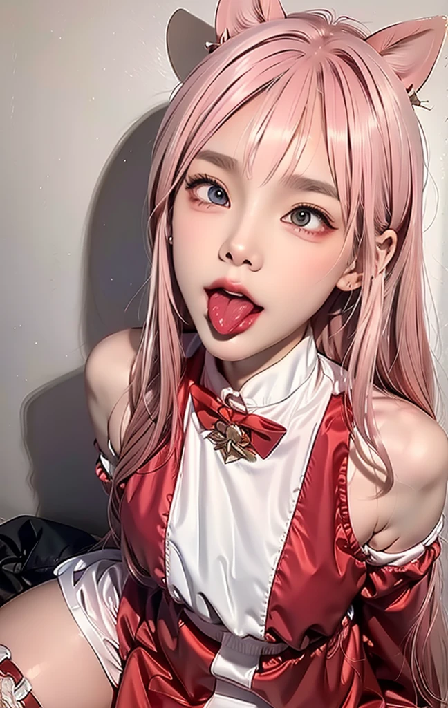 1girl, (sticking out her tongue out), (tongue), ultra high res, photorealistic, best quality, 8k resolution, masterpiece, cat ears, choker, garter belt, garter straps, latex, competitive swimsuit, tank top, close up face view, (ahegao), kneeling, oh face, Open your mouth wide, Stick out your tongue to receive, One hand in your mouth, Ecstasy, (White sperm on your face), Face up, Shoot from above, (White sperm dripping from your mouth), Tongue sticking out, (White sperm accumulation on the tongue), ecstatic look, a large amount of white sperm in the mouth, holding a very thick brown frankfurt in your hand, Sucking very thick brown frankfurters, cheeking very thick brown sausage, a large amount of white sperm from the tip of a very thick brown frankfurter, white sperm on the chest, delicate fingertips, complicated fingertips, sucking a thick brown mountain jaw to the back of the throat white sperm leaking from the gap, water discharge from the crotch, a large amount of sperm all over the body, a large amount of vaginal shot, nsfw, eyes roll back, eyes up, zero two