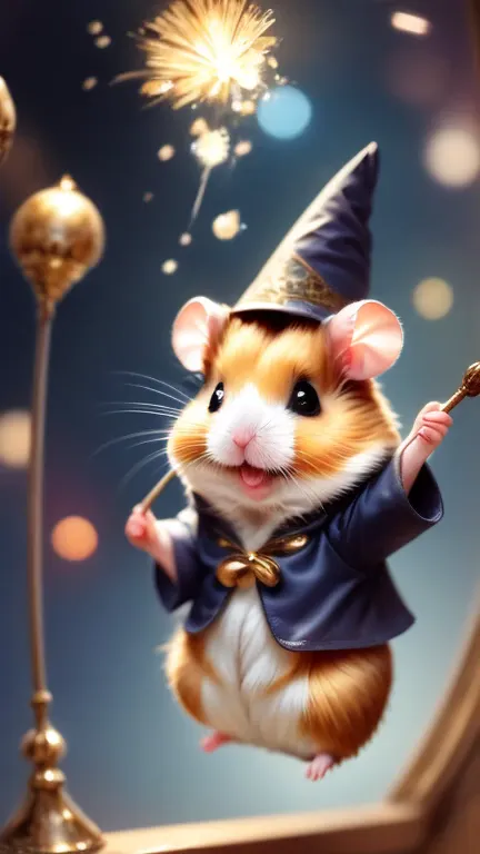 magic hamster party,((hamster wizard:great joy:pulling the hands up:opening mouth:jumpping:wizard hat)),magic wands,,wizard cost...