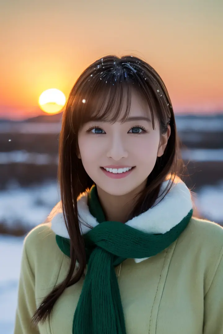 1girl in, (Green muffler:1.4), Very beautiful Japan actress,
(Raw photo, Best Quality), (Realistic, Photorealsitic:1.4), masutep...