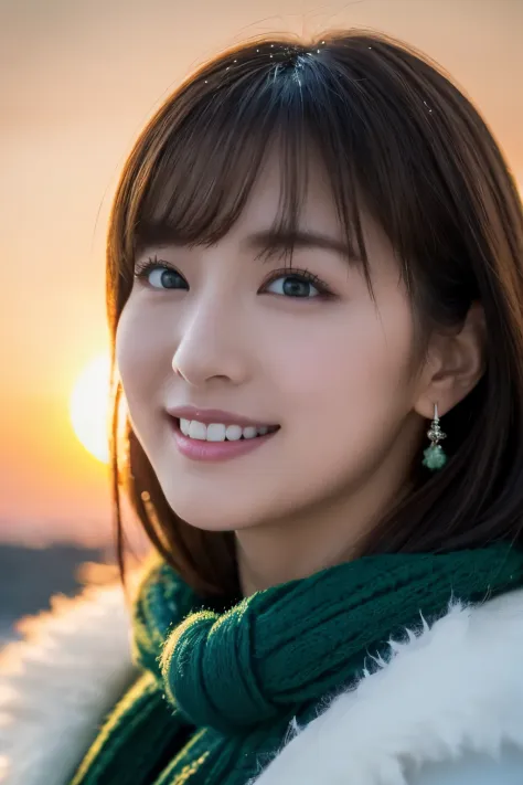 1girl in, (Green muffler:1.4), Very beautiful Japan actress,
(Raw photo, Best Quality), (Realistic, Photorealsitic:1.4), masutep...