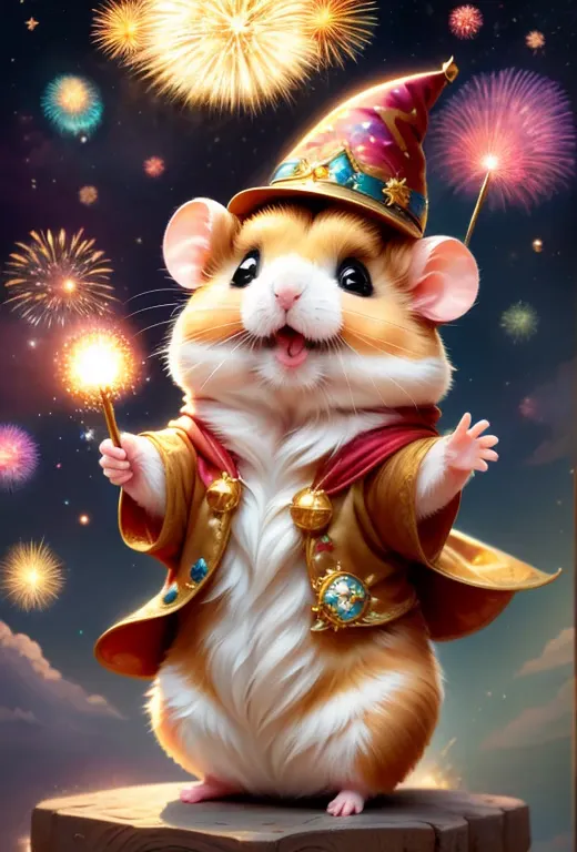 magic hamster party,((hamster wizard:great joy:pulling the hands up:opening mouth:jumpping:wizard hat)),magic wands,,wizard cost...