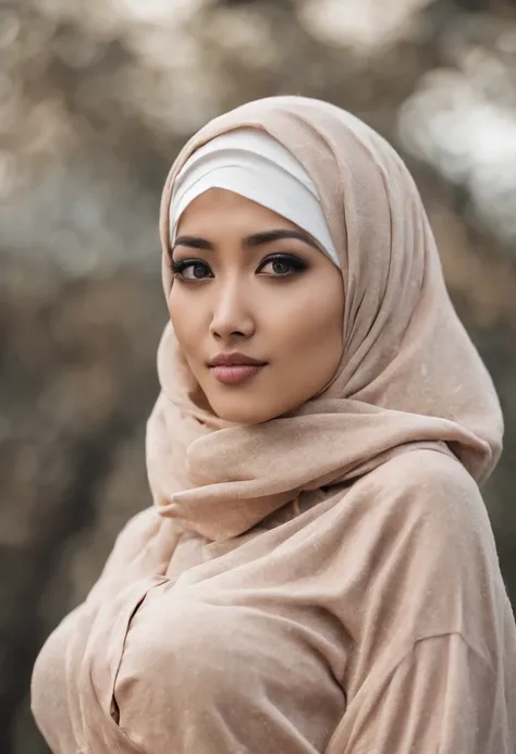 A close up of a woman wearing a red scarf and a red dress - SeaArt AI