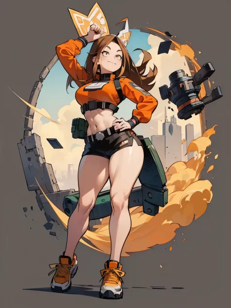 (((My Hero Academia Style))), 1girl, female, May, ((Guilty Gear Videogames Series Style)), medium breasts, wide hips, round hips...