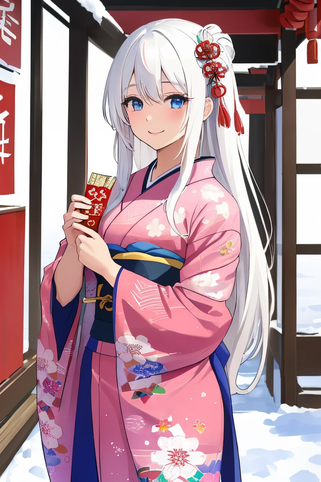 A woman in a kimono outfit holding a cup of tea - SeaArt AI