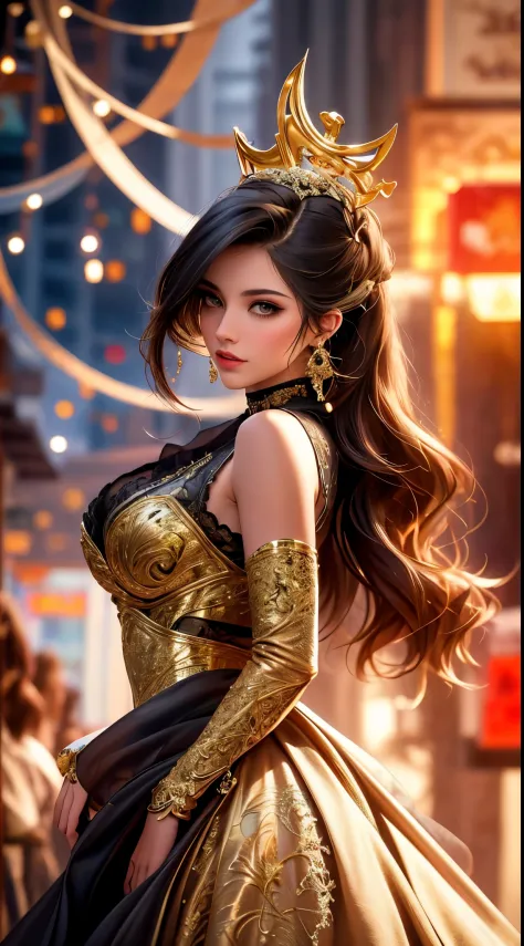 a beautiful princess in a black and gold corset and suit, majestic look, extremely detailed artgerm, artgerm. high detail, artge...