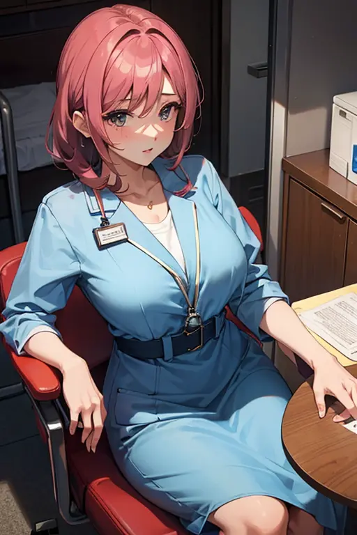 beautuful women、38 years、female doctor、hospitals、meaty、glamour、sitting on a chair