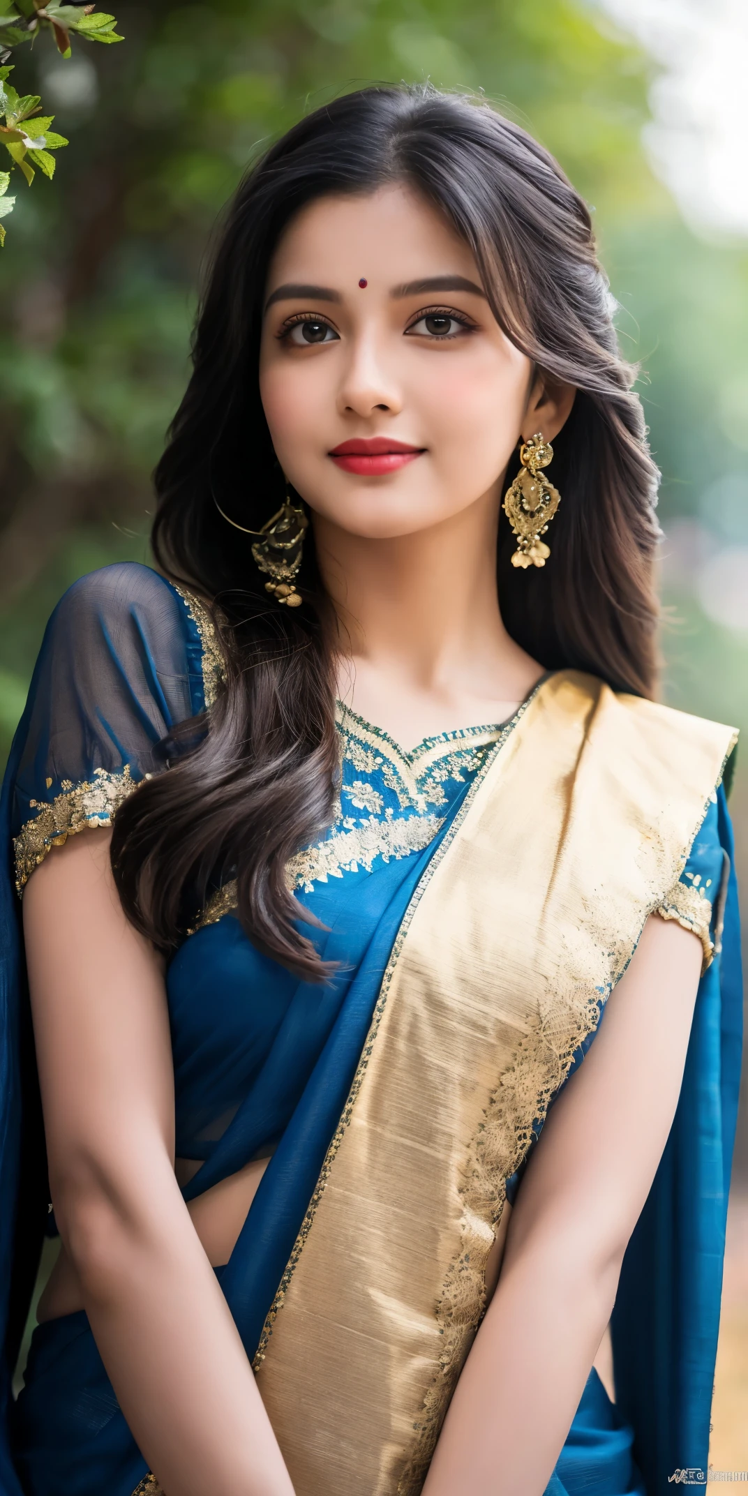 Anupa kakkar beautiful photos in blue saree - SeaArt AI