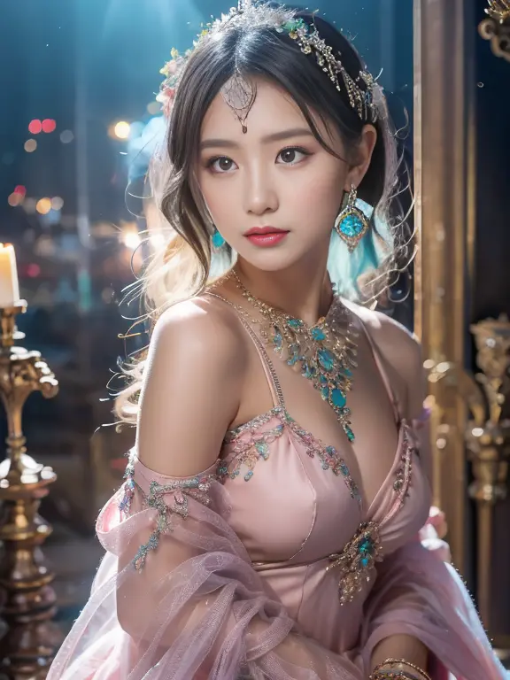 best qualtiy， tmasterpiece， 超高分辨率， （realisticlying：1.5）， raw photogr， 1girll, silber hair, long hair，hair adornment shoulders，co...