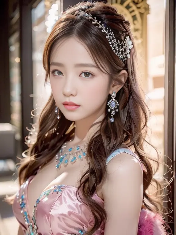 best qualtiy， tmasterpiece， 超高分辨率， （realisticlying：1.5）， raw photogr， 1girll, silber hair, long hair，hair adornment shoulders，co...