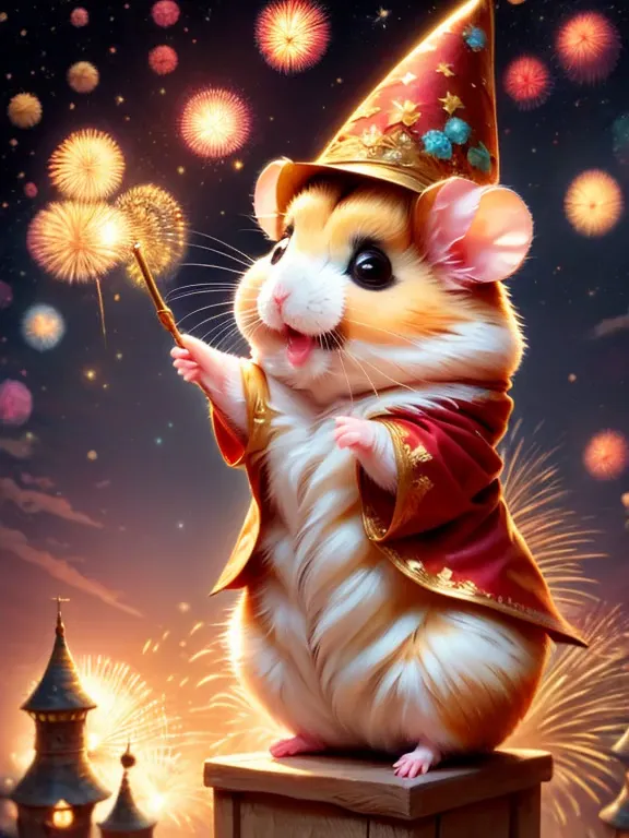 magic hamster party,((hamster wizard:great joy:pulling the hands up:opening mouth:jumpping:wizard hat)),magic wands,,wizard cost...