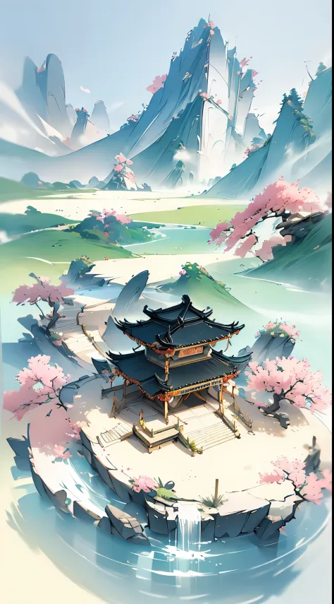 Chinese landscape painting high viewing angle OC rendering sculpture--S 750