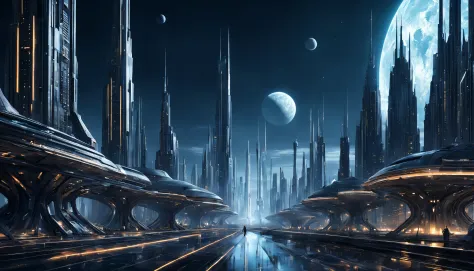 Es de noche, On an unknown planet there exists a futuristic city with immense technologically designed buildings that form an in...