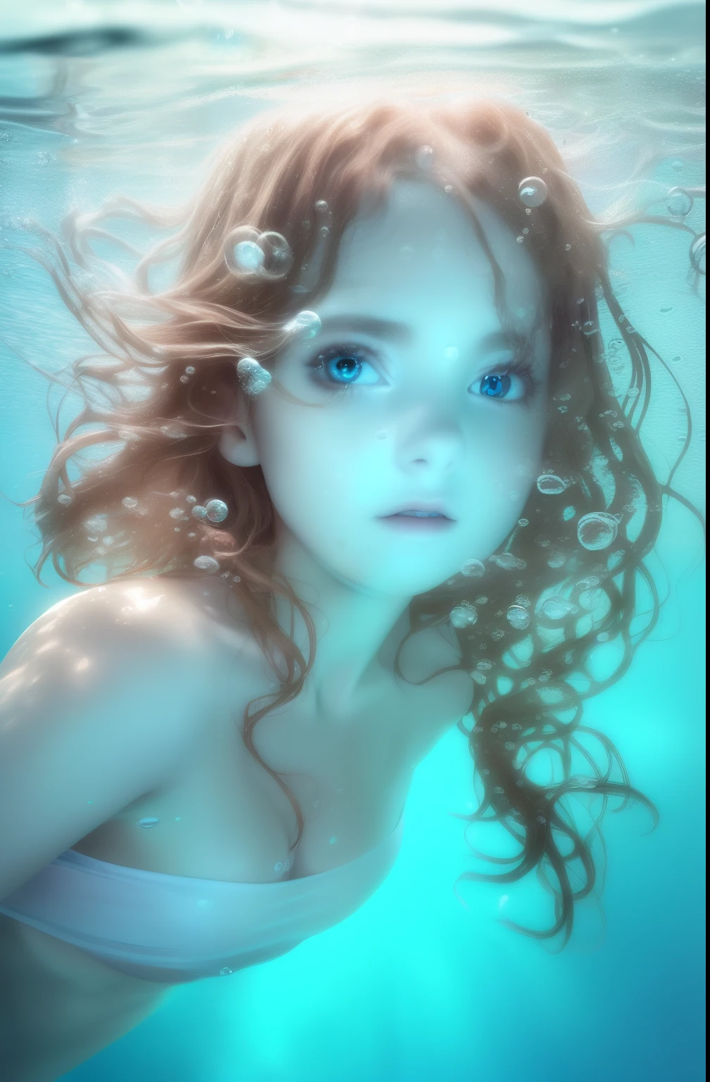 Arafed image of a girl in a white bikini under water - SeaArt AI