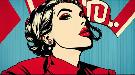 pop art, 1girl, solo, shirt, jewellery, closed mouth, upper half body, earrings, lip, looking up at viewer, red lip,