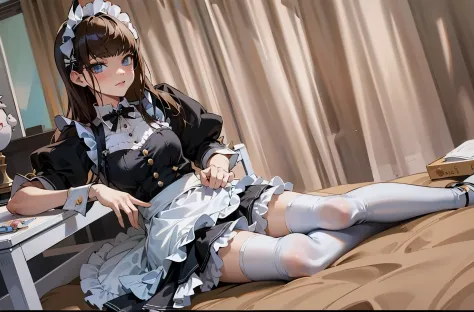 arafed woman in a maid outfit Sitting on a bed, gorgeouS maid,  A cat boy&#39;S! maid! a skirt, Anime manga girl in a maid coStume, maid a skirt, wearing maid uniform, maid coStume, maid outfit, maid, french maid, , Anime manga girl , japaneSe maid cafe,  ...