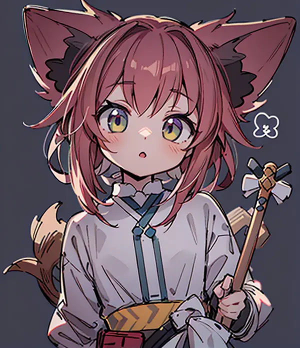 a drawing of a girl with pink hair and a cat ears, demon slayer rui fanart, kawaii realistic portrait, in an anime style, cute a...