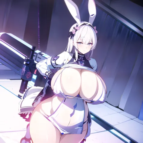 masutepiece,Best Quality,offcial art,the Extremely Detailed CG Unity 8K Wallpapers,1girll, Anime girl in a white dress with bunny ears and a sword, best anime 4k konachan wallpaper, Hajime Yatate, Seductive Anime Girl, biomechanical oppai, white haired god...