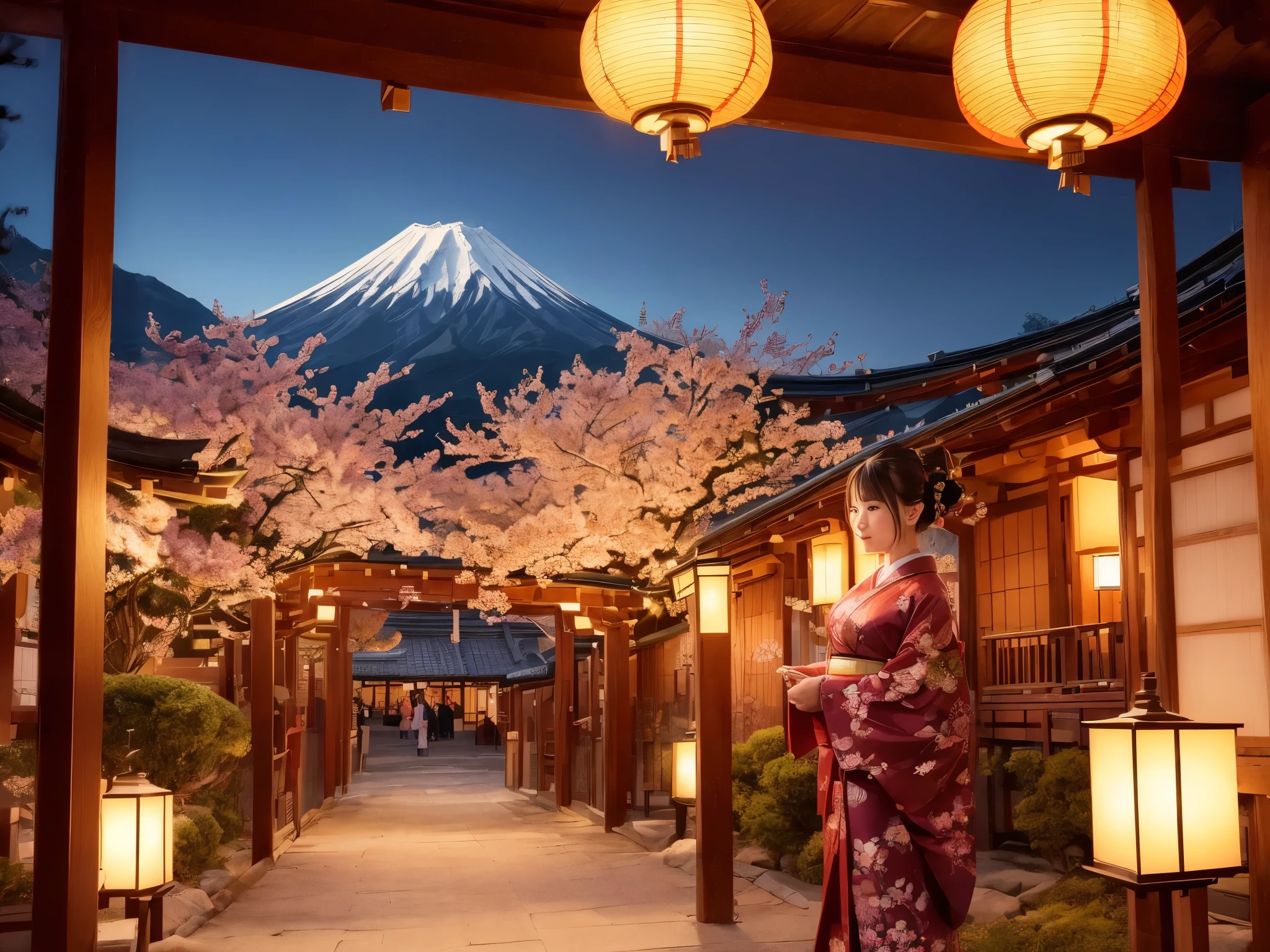 (beste Qualität,realistisch:1.37),
traditionelles japanisches Neujahrsbild,
detailreiche Illustration mit lebendigen Farben,
Wunderschön gemalte Landschaft mit Kirschblütenbäumen,
beeindruckende Darstellung des Mount Fuji im Hintergrund,
Intricate Details der traditionellen japanischen Architektur,
Lebhafte Darstellung von Menschen in Kimono, die das Neujahr feiern,
sorgfältig gestaltete Darstellung eines strahlenden Sonnenaufgangs am Neujahrstag,
Exquisite Darstellung traditioneller japanischer Laternen, die die Szene erhellen,
Fesselnde Verwendung von goldenen Farbtönen, um eine warme und festliche Atmosphäre zu schaffen,
Liebe zum Detail bei der Darstellung traditioneller japanischer Speisen und Dekorationen,
Meisterhafte Verwendung von Schatten und Licht, um die Tiefe und den Realismus des Bildes zu verstärken,
Sorgfältige Pinselarbeit und feine Texturen im gesamten Kunstwerk