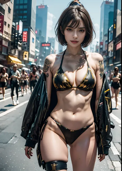 woman wearing sexy gold bikini, mechanized soldier girl, [ trending on cgsociety ]!!, cyberpunk 2 0 y. o Model girl, cgsociety ), cgsociety masterpiece, wojtek fus, inspired by Leng Mei, , high definition cgsociety, soldier girl, Cyberpunk Girl, 8k、Photore...