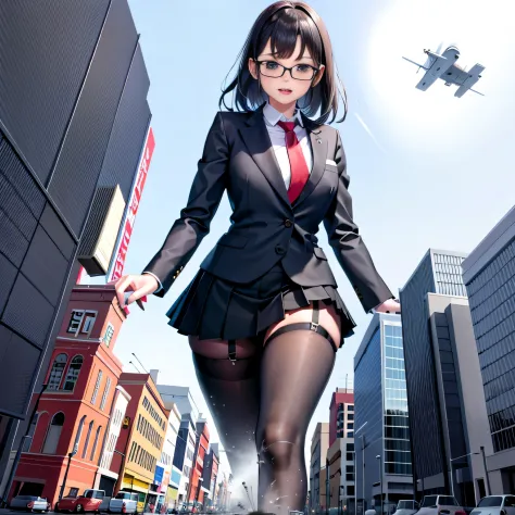 multiple girls, der riese art, a hyperrealistic schoolgirl, 非常に詳細なder rieseショット, der riese, shorthair, a huge high school girl、&...