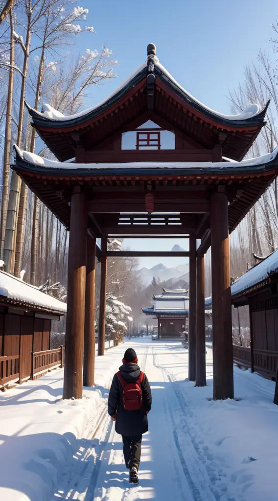 walking in the snow to find tranquility and appreciate the charm of bamboo，listening to zen and nostalgic for the past, enjoying...