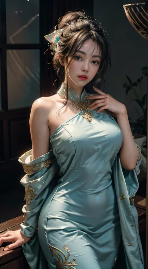 (top-quality,8K,​masterpiece),
Art is、It depicts an attractive woman in flowing clothes,
silky traditional oriental dress decora...