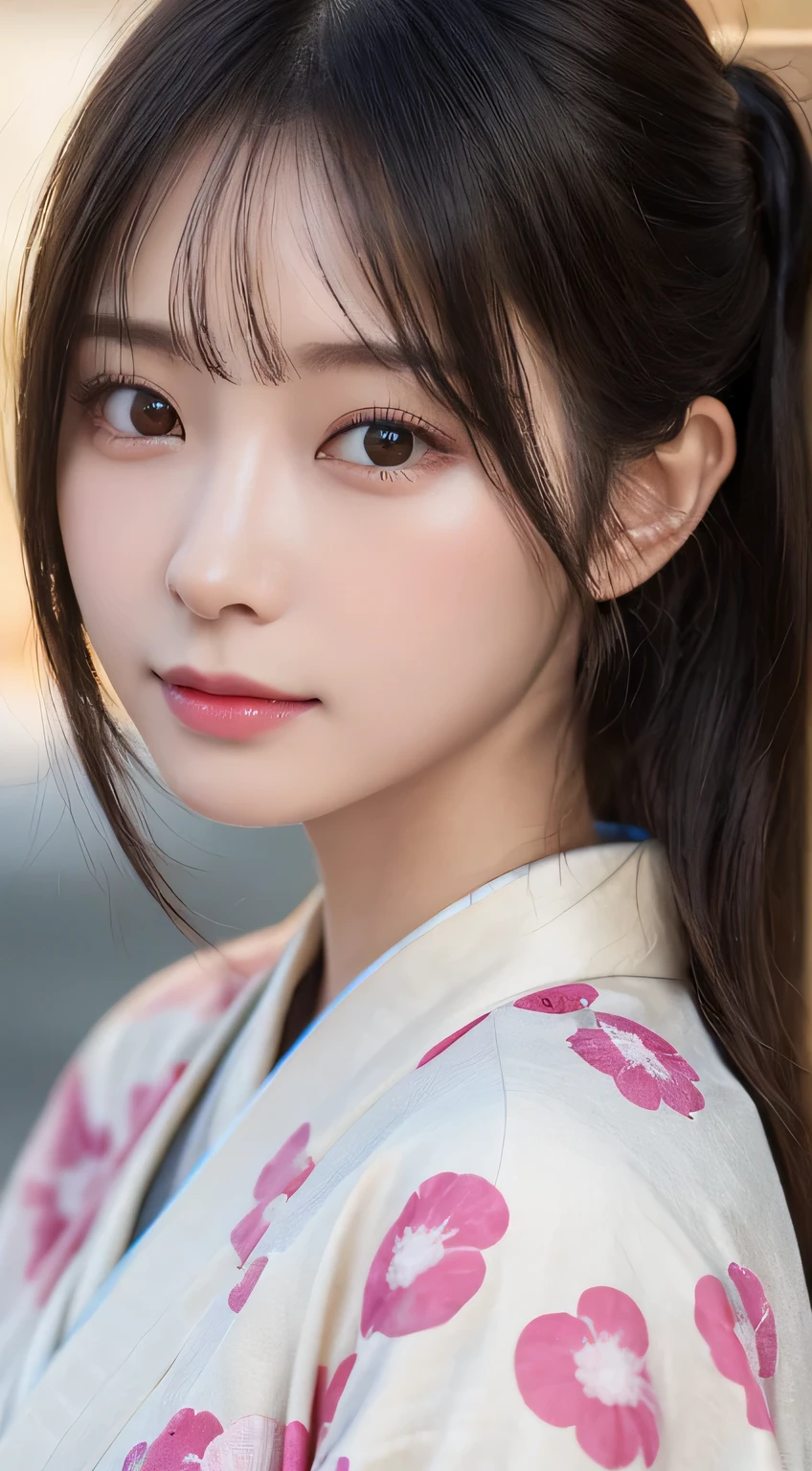 (Wear the kimono correctly,age19,no-makeup)、(top-quality,​masterpiece:1.3,超A high resolution,),(ultra-detailliert,Caustics),(Photorealsitic:1.4,RAW shooting),Ultra-realistic capture,A highly detailed,high-definition16Kfor human skin、 Skin texture is natural、The skin looks healthy with an even tone、 Use natural light and color、 Anatomically correct、One Woman,japanes,,kawaii,A dark-haired,Middle hair,(depth of fields、chromatic abberation、Wide range of lighting、Natural Shading)