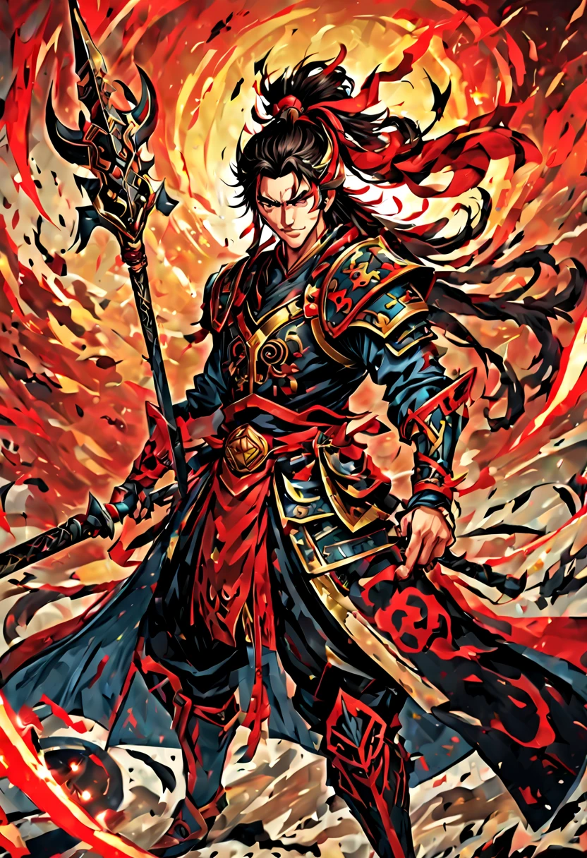 Lu Bu black haing Tian drew a halberd