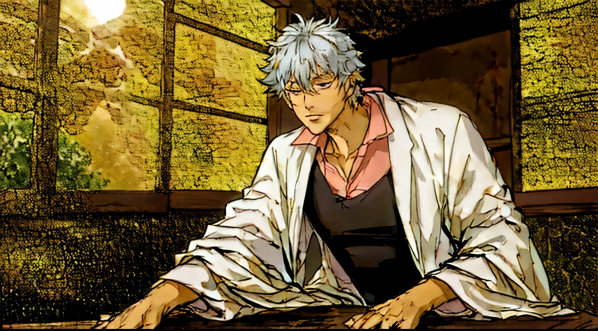 Silver haired guy is talking while his hands are placed on a table, he is leaning forward while speaking loudly, he is talking to the viewer