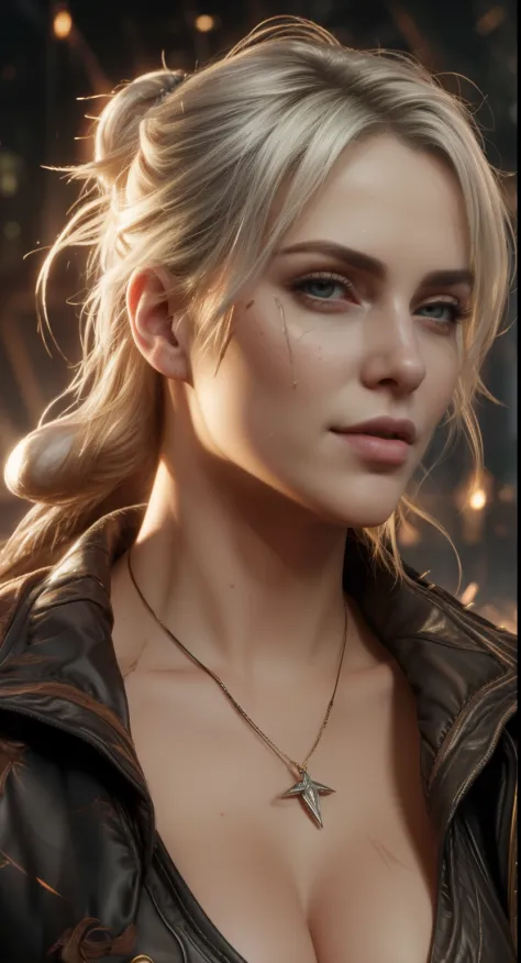 (masterpiece:1.3), (8k, photorealistic, RAW photo, best quality: 1.4), (1girl), (((Ciri from Witcher 3 with massive breasts))), ...