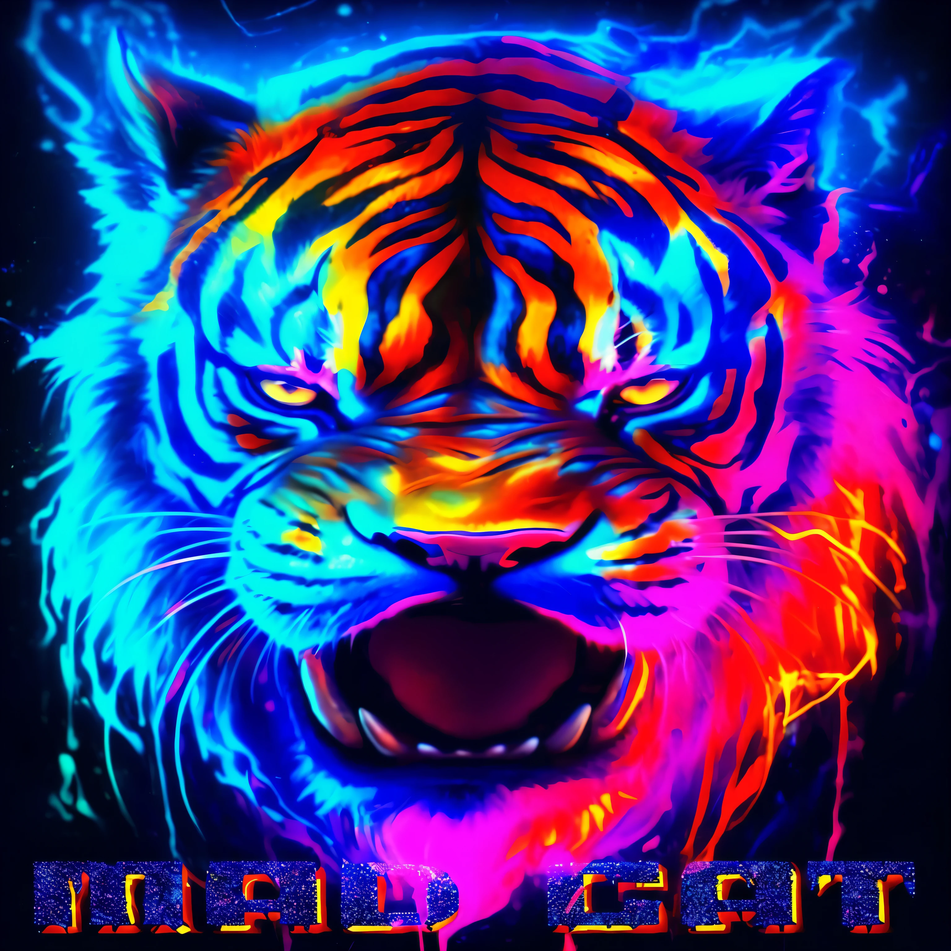 a close up of a tiger with a neon background, cosmic tiger, beautiful neon cats, amoled wallpaper, ultraviolet and neon colors, neon digital art, neon color bleed, ((tiger)), tiger_beast, neon art style, vivid glowing colors, tiger, phone wallpaper hd, bright colors highly detailed, colorful high contrast hd, trippy vibrant colors, hd phone wallpaper