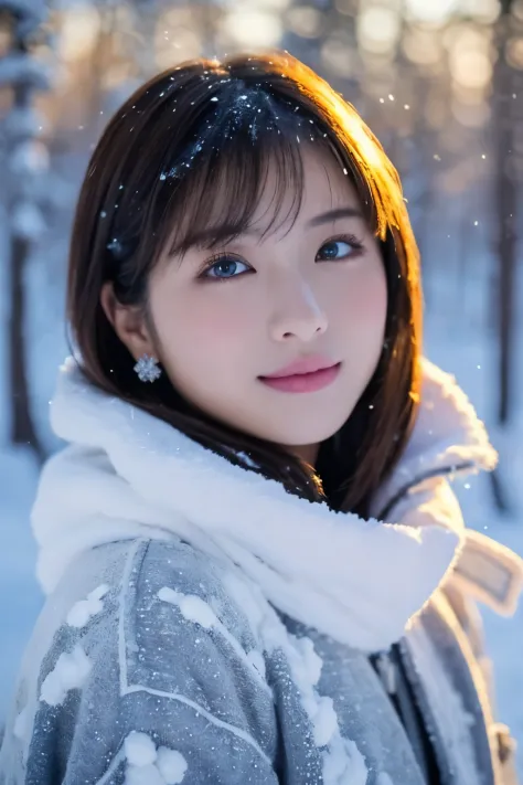 1girl in, (winter clothes:1.2), japanese beautiful actress, 
photogenic, snow princess, long eyelashes, snowflake earrings,
(raw...