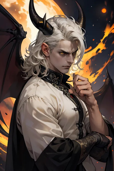 beste-Qualit, tmasterpiece, extra high resolution, Detailed, 1 boy, Perfect male body, demon, Frown, serious expression, night. ...