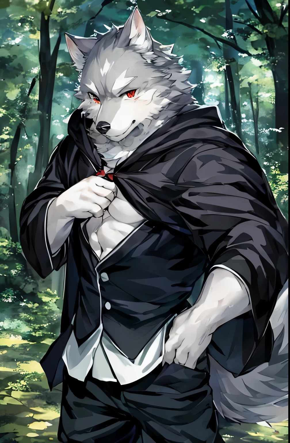 Anime - style picture of a man in a suit with a wolf face - SeaArt AI